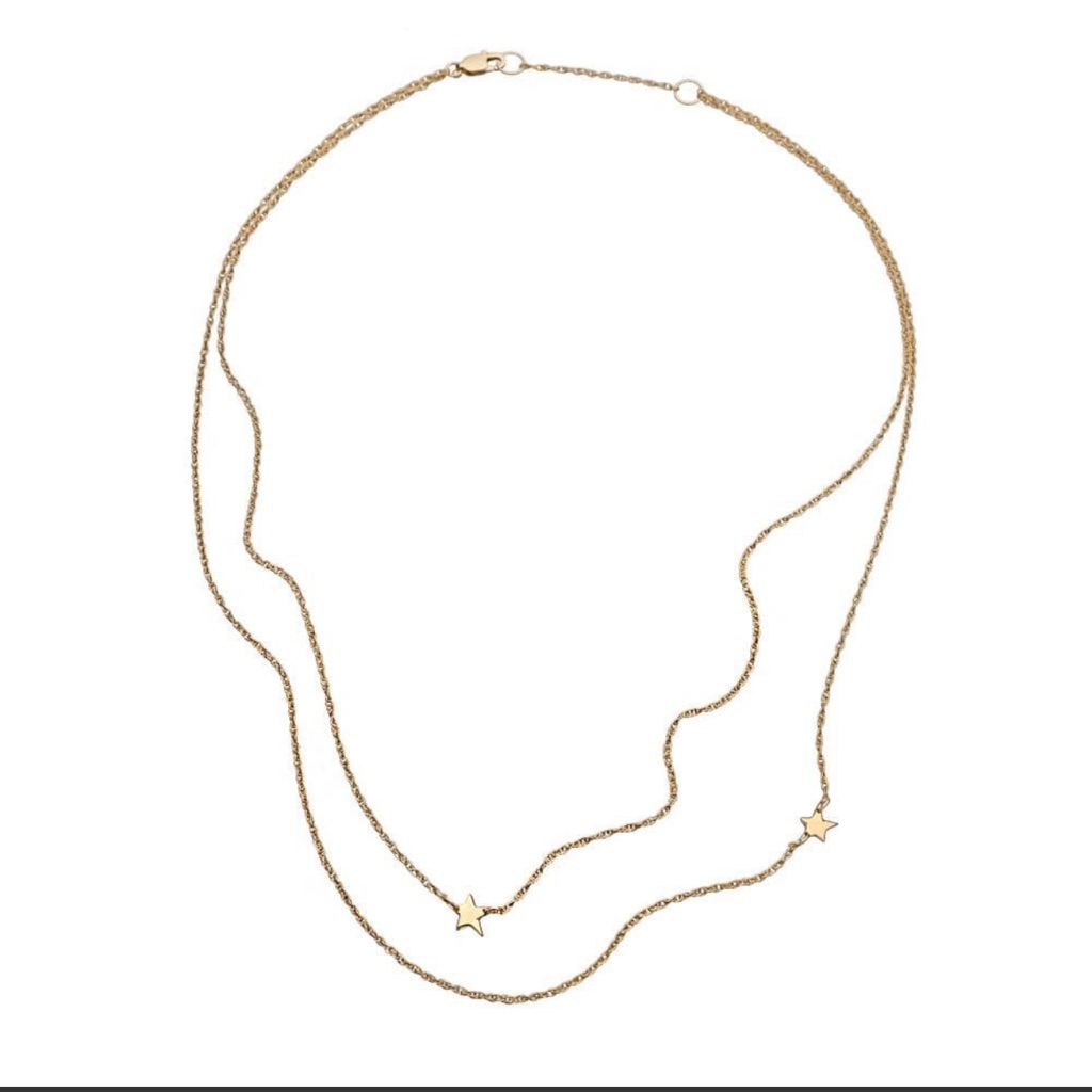 Jennifer Zeuner Star Double Necklace 20 Yellow Gold-Plated Stainless Steel 6$